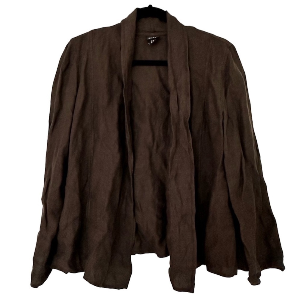 Eileen Fisher Women’s Linen Topper Cardigan Small Brown Open Front